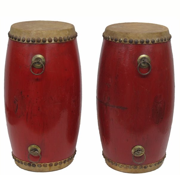 Pair of Vintage Small Red Drum - Dyag East