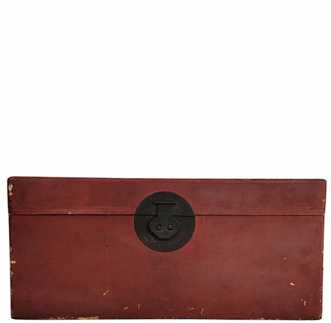 Red Leather Antique Trunk - Dyag East