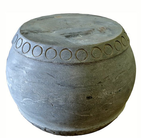 Small Round Stone Pedestal or Stool - Dyag East