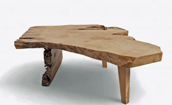 One Slab Free Form Rustic Reclaimed Coffee Table