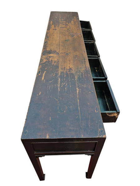 104" Long 5 Drawer Antique Console Table - Dyag East