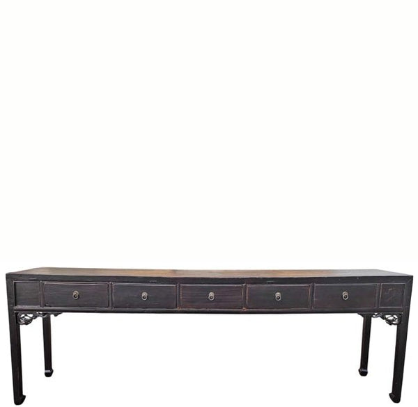 104" Long 5 Drawer Antique Console Table - Dyag East
