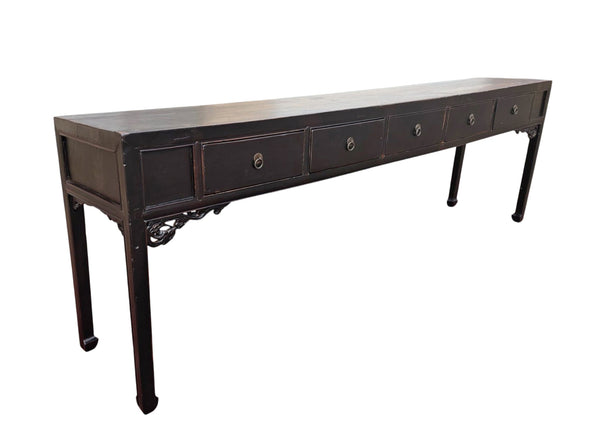 104" Long 5 Drawer Antique Console Table - Dyag East