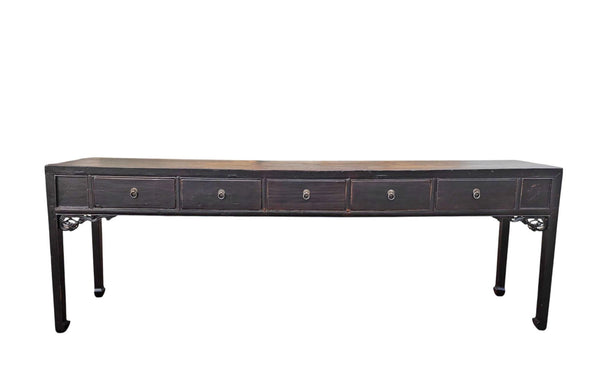104" Long 5 Drawer Antique Console Table - Dyag East