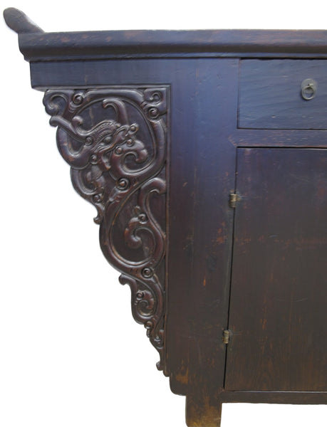 117" Inch Long Antique Chinese Dragon Sideboard - Dyag East