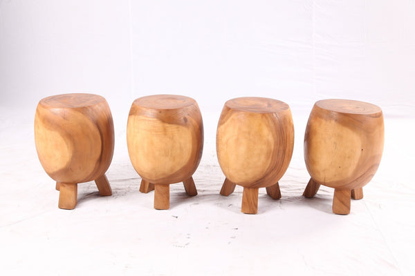 15” Round Natural Wood Drum Accent Table - Single - Dyag East