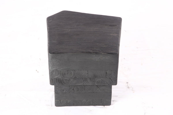 16” Black Sculptural Teak Block Accent Table - Dyag East