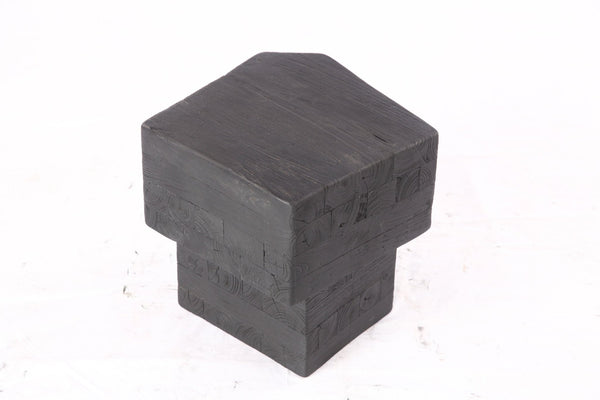 16” Black Sculptural Teak Block Accent Table - Dyag East