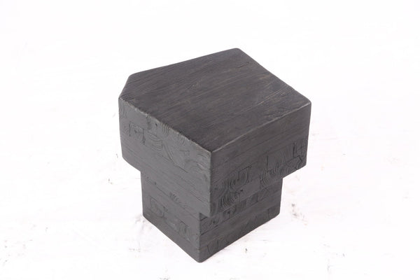16” Black Sculptural Teak Block Accent Table - Dyag East