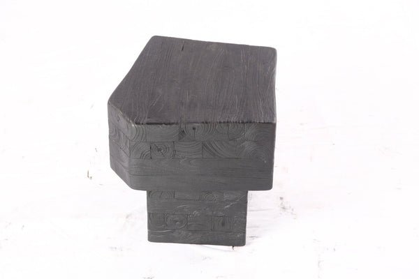 16” Black Sculptural Teak Block Accent Table - Dyag East