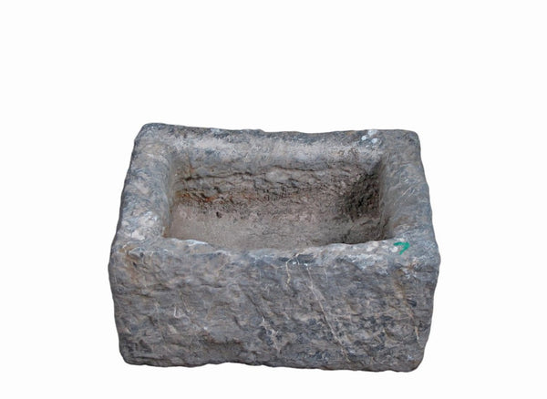16" Inch Long Hand Chiseled Stone Trough 24 - 7 - Dyag East
