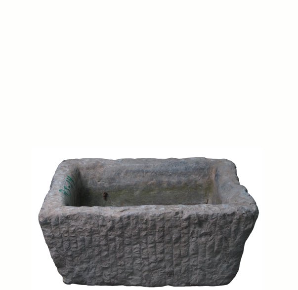 18" Inch Long Hand Chiseled Stone Trough 25 - 14 - Dyag East