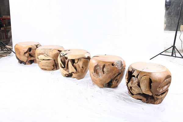 18” Round Organic Teak Root Side Table - Dyag East