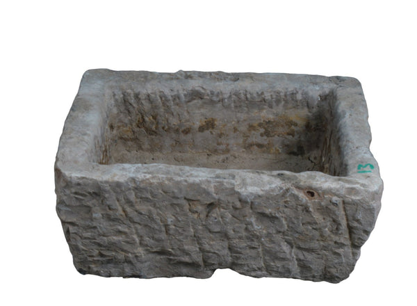 19" Inch Long Hand Chiseled Stone Trough 24 - 13 - Dyag East
