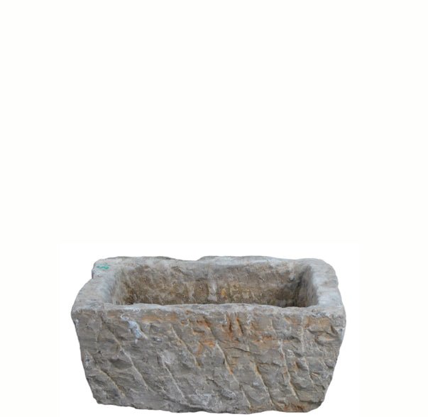 19" Inch Long Hand Chiseled Stone Trough 24 - 13 - Dyag East
