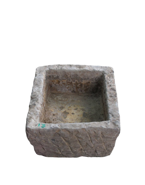 19" Inch Long Hand Chiseled Stone Trough 24 - 13 - Dyag East