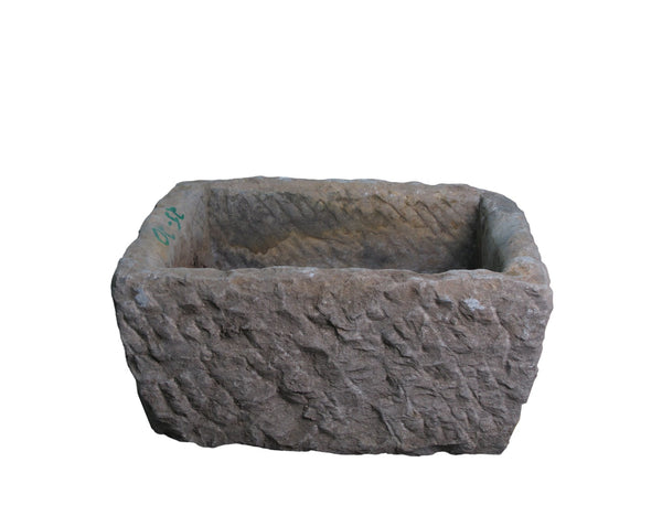 19" Inch Long Hand Chiseled Stone Trough 24 - 20 - Dyag East