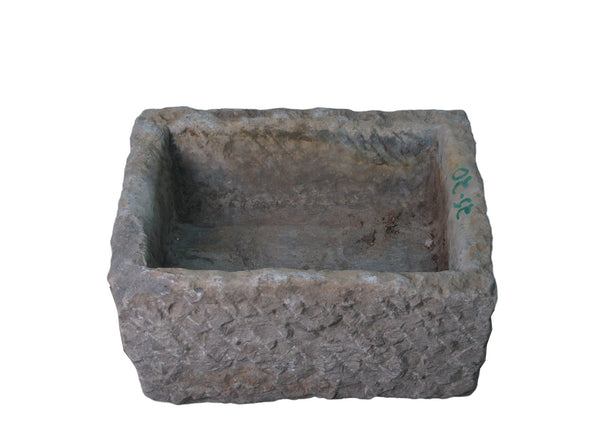 19" Inch Long Hand Chiseled Stone Trough 24 - 20 - Dyag East