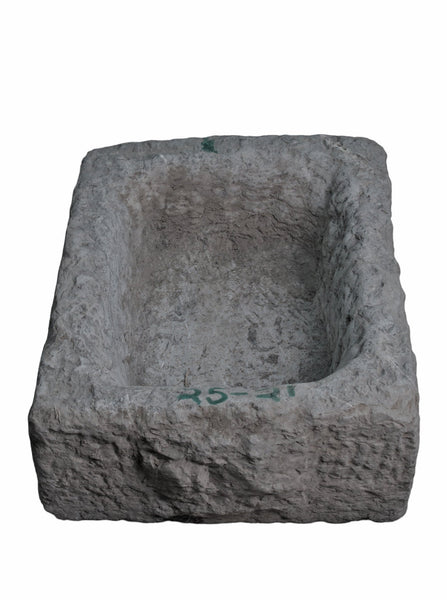 19" Inch Long Hand Chiseled Stone Trough 24 - 21 - Dyag East