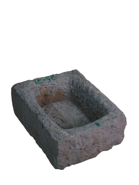 19" Inch Long Hand Chiseled Stone Trough 24 - 21 - Dyag East