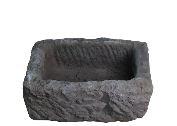 19" Inch Long Hand Chiseled Stone Trough 25 - 13 - Dyag East