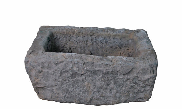 19" Inch Long Hand Chiseled Stone Trough 25 - 13 - Dyag East