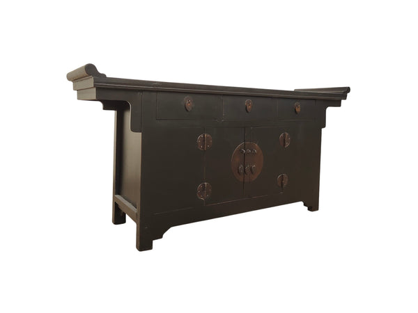 19th Century Antique Chinese Elm Everted Flange Sideboard - Dyag East
