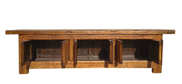 19th Century Chinese Carved Poplar 6 Door Sideboard - Dyag East