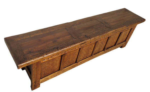 19th Century Chinese Carved Poplar 6 Door Sideboard - Dyag East