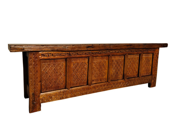 19th Century Chinese Carved Poplar 6 Door Sideboard - Dyag East