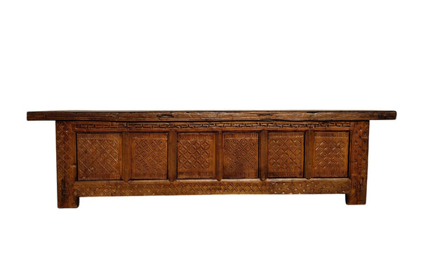 19th Century Chinese Carved Poplar 6 Door Sideboard - Dyag East