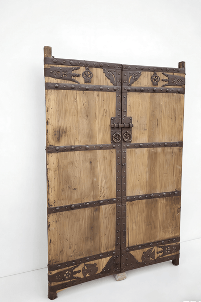 19th Century Chinese Wood Doors with Decorative Iron Accents - Dyag East
