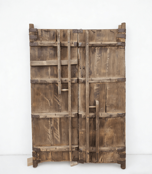 19th Century Chinese Wood Doors with Decorative Iron Accents - Dyag East