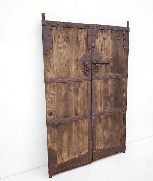 19th Century Chinese Wood Doors with Iron Bands & Studs - Dyag East
