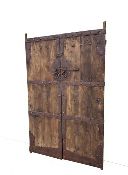 19th Century Chinese Wood Doors with Iron Bands & Studs - Dyag East