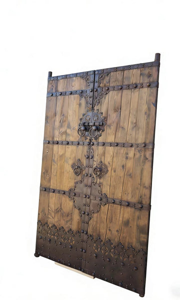 19th Century Chinese Wood Doors with Ornate Iron Medallions - Dyag East
