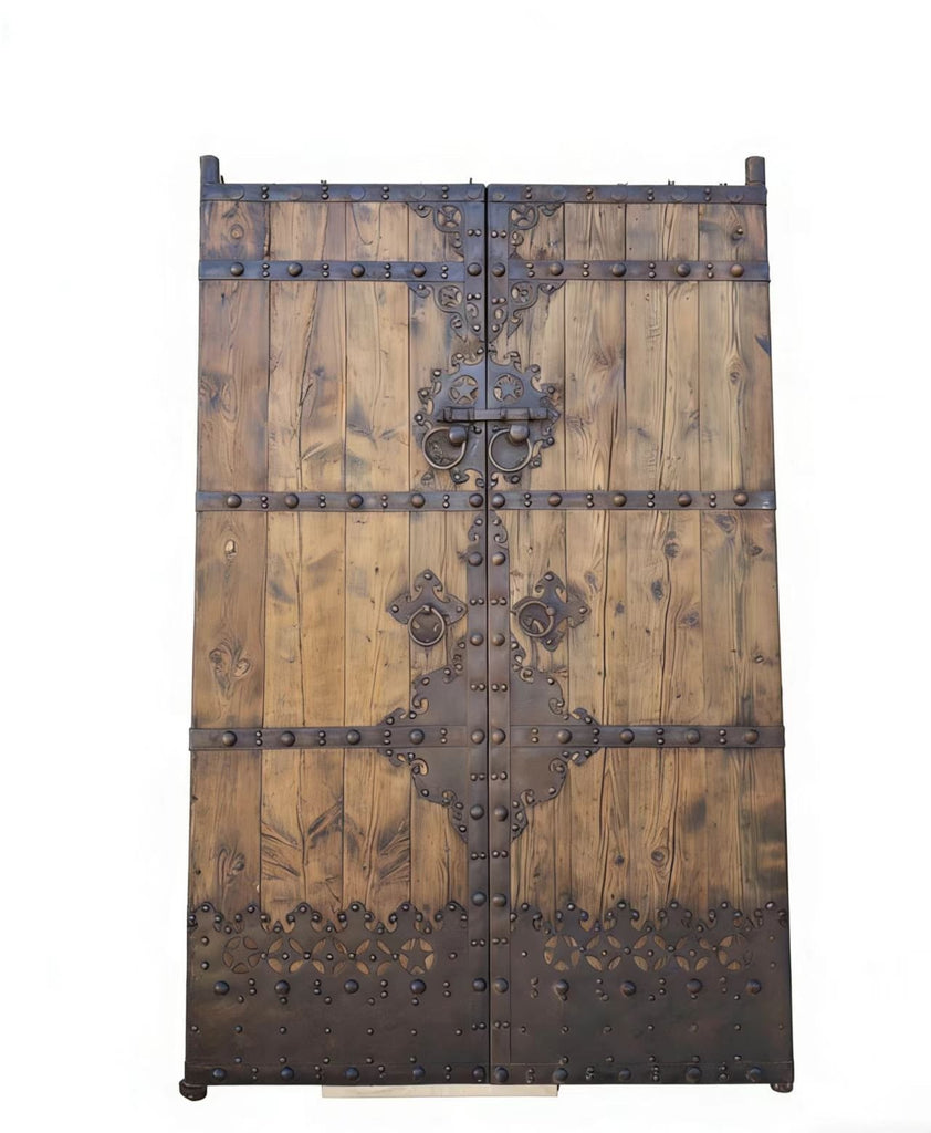19th Century Chinese Wood Doors with Ornate Iron Medallions - Dyag East