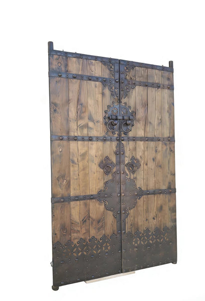 19th Century Chinese Wood Doors with Ornate Iron Medallions - Dyag East