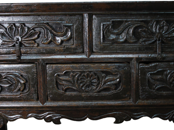 19th Century Hand Carved Drawers Antique Chinese Center Table - Dyag East