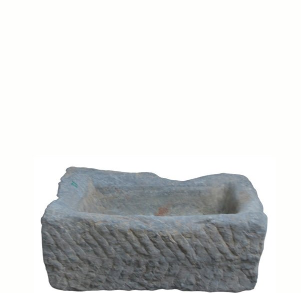20" Inch Long Hand Chiseled Stone Trough 24 - 12 - Dyag East