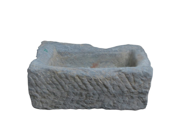 20" Inch Long Hand Chiseled Stone Trough 24 - 12 - Dyag East
