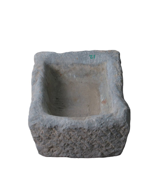 20" Inch Long Hand Chiseled Stone Trough 24 - 12 - Dyag East