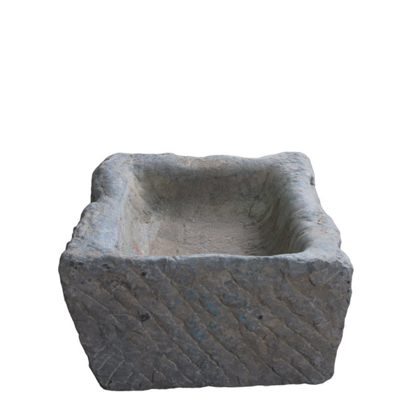 20" Inch Long Hand Chiseled Stone Trough 24 - 12 - Dyag East