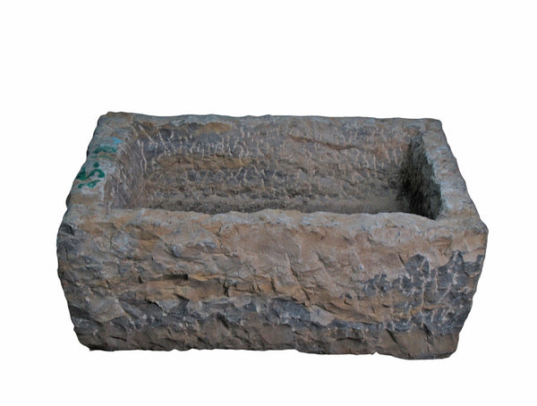 20" Inch Long Hand Chiseled Stone Trough 24 - 18 - Dyag East