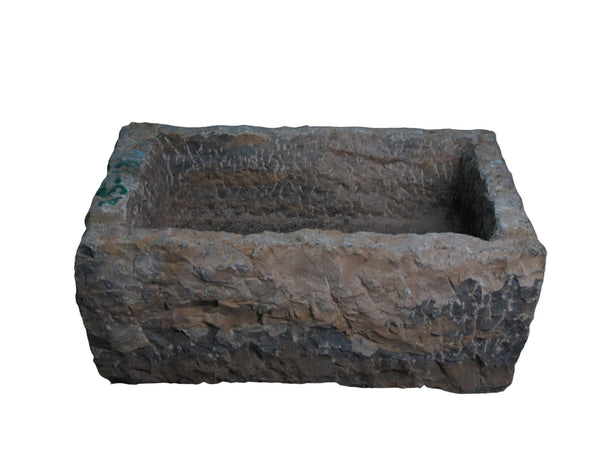 20" Inch Long Hand Chiseled Stone Trough 24 - 18 - Dyag East