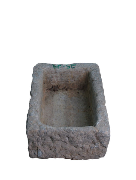 20" Inch Long Hand Chiseled Stone Trough 24 - 24 - Dyag East