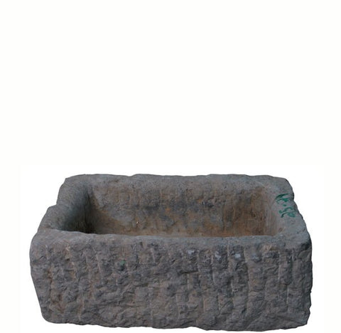 20" Inch Long Hand Chiseled Stone Trough 24 - 24 - Dyag East