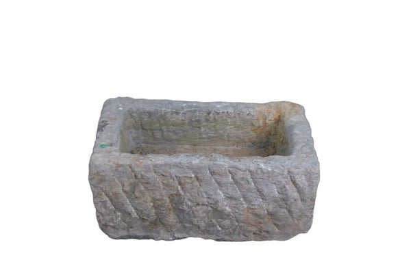 20" Inch Long Hand Chiseled Stone Trough 24 - 6 - Dyag East