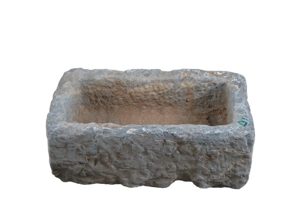 21" Inch Long Hand Chiseled Stone Trough 24 - 10 - Dyag East