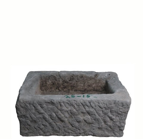 21" Inch Long Hand Chiseled Stone Trough 24 - 15 - Dyag East